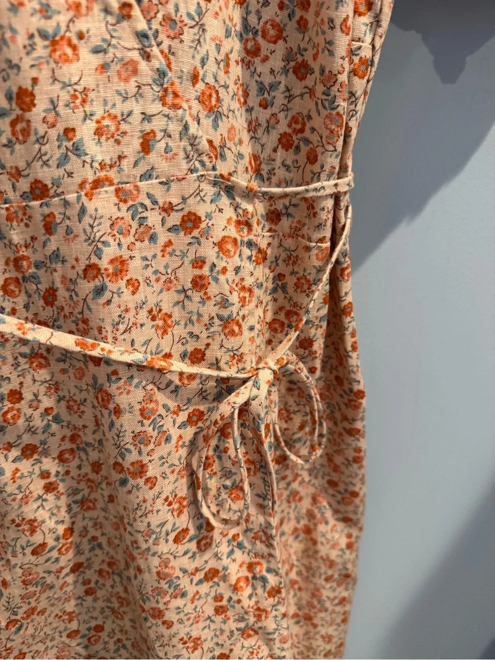 NEW Reformation Veronika Linen Floral Wrap Midi Dress, Size L